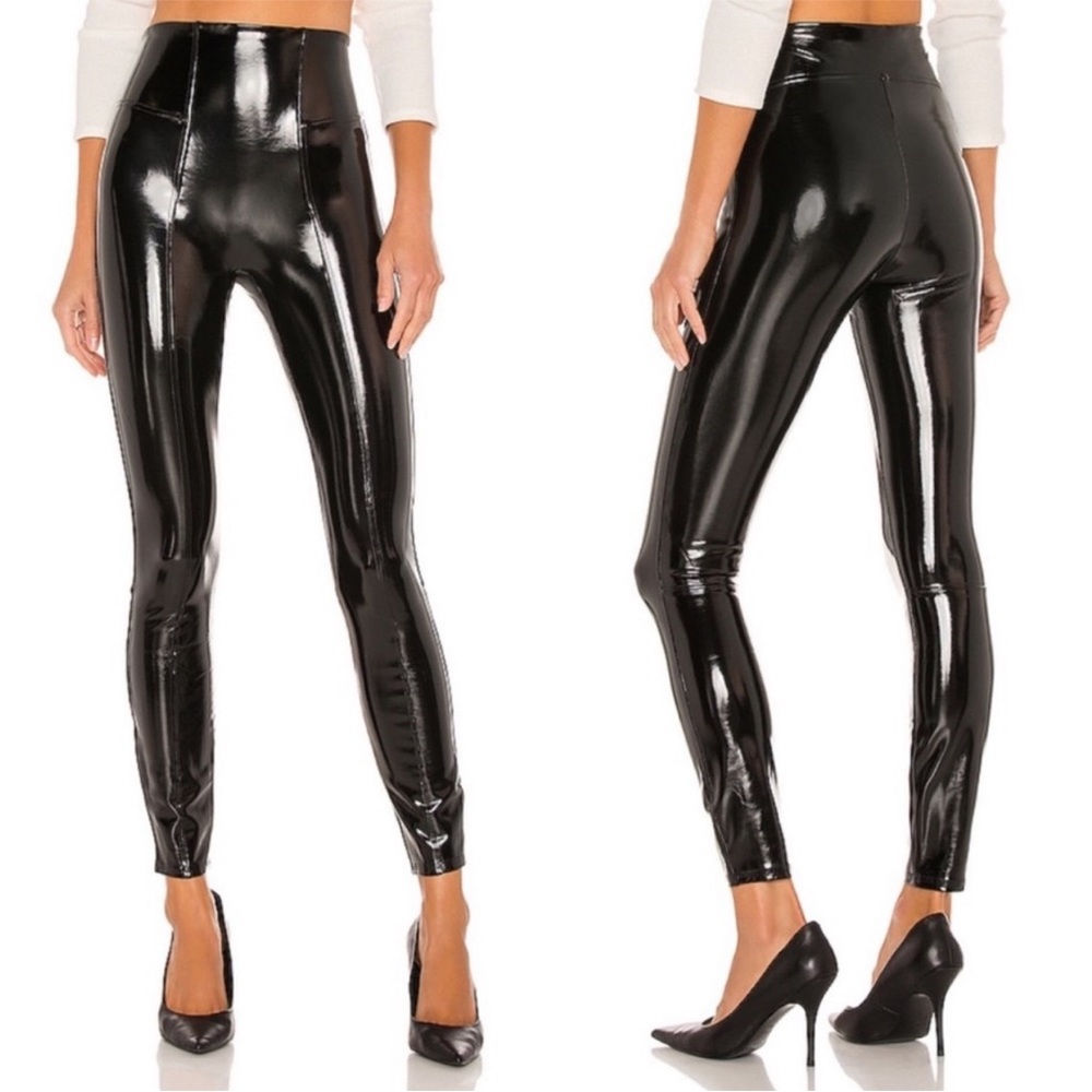 Spanx Faux Patent Leather Leggings Black Size M